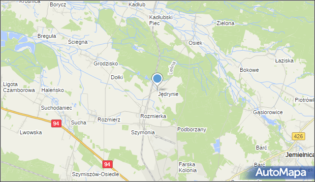 mapa Jędrynie, Jędrynie na mapie Targeo